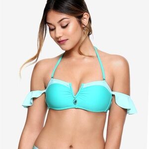 Disney Hot Topic Jasmine Aqua Off-Shoulder Bikini Top